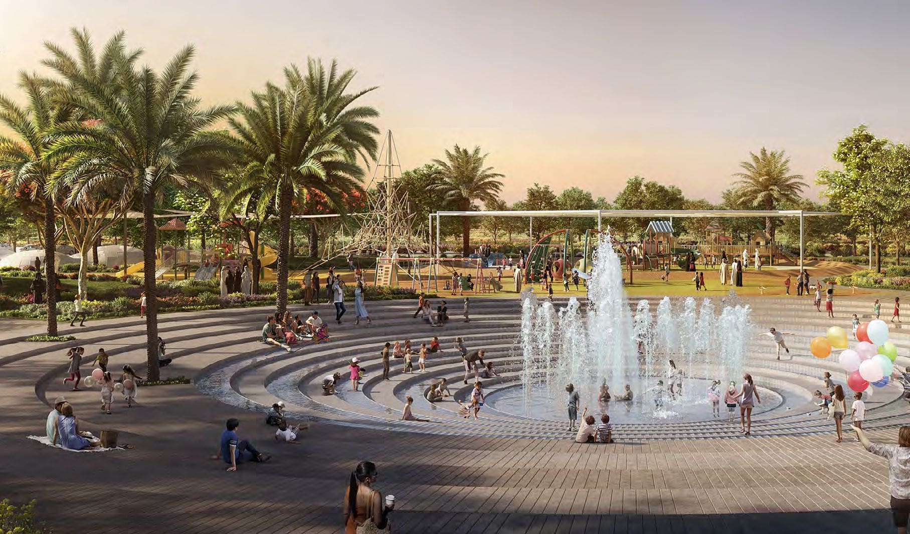 Lea Park and landscaped spaces at Yas Point by Aldar